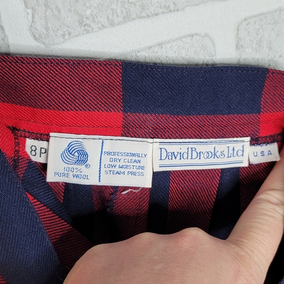 David Brooks Ltd Plaid 100% Wool Vintage Made in USA Women's Skirt Size 8P - Picture 4 of 7